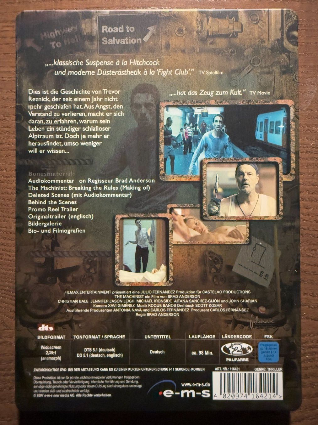 Tutti i DVDs: The Machinist - Steelbook – Usato da Zürich venduto da FilmFreunde 1