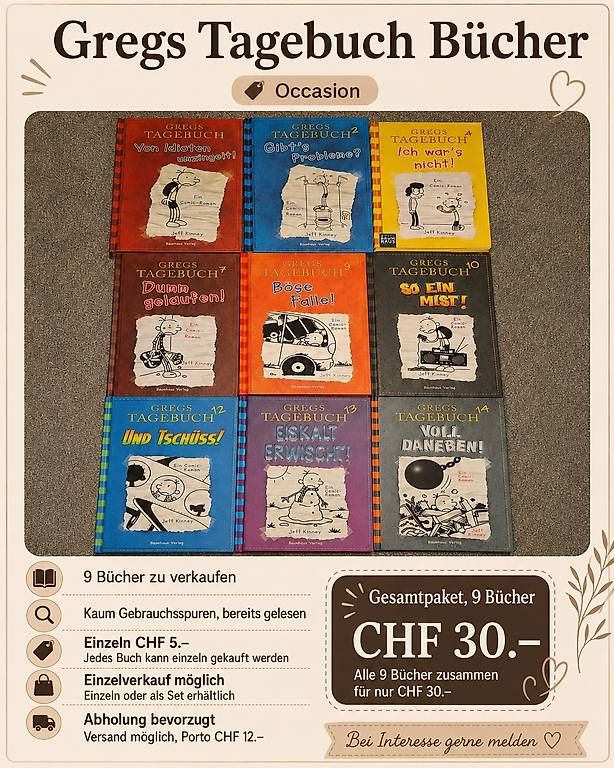 Libri: Gregs Tagebuch, 9 Bücher im Set oder einzeln – Usato da Thun venduto da liv_7ytd