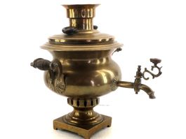 Samovar Ivan Konstantinov Romanov laiton Messing 19Jh