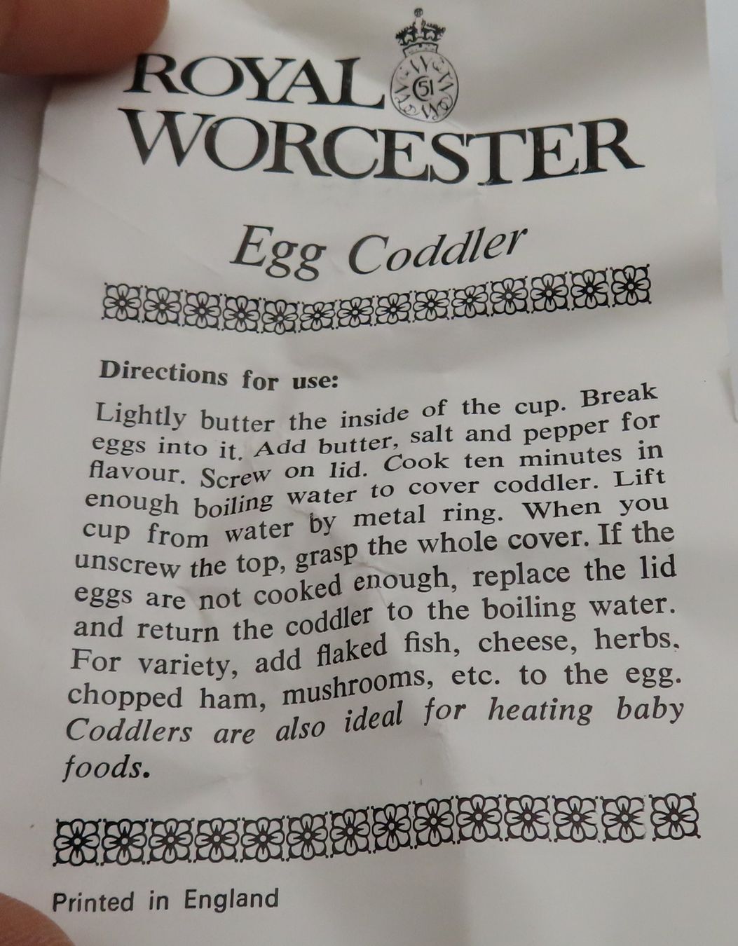 Royal Worcester Autre vaisselle: Royal Worcester Egg Coddler – D'occasion à Reinach BL par WBZ-Flohmarkt 7