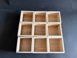 9 Stück kleine Holzkästchen 10 x 10 x 6 cm NEU