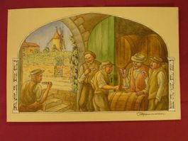 HEINRICH APPENZELLER: WEINPROBE AQUARELL