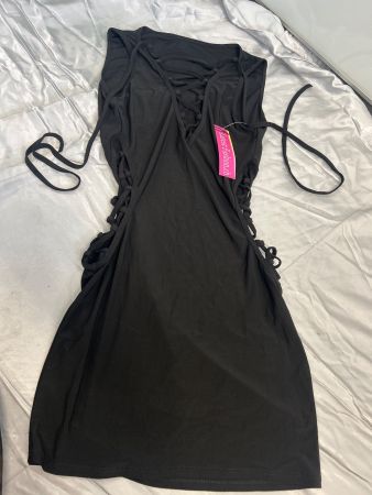 Dessous Negligé schwarz mit Schnürung Gr S NEU