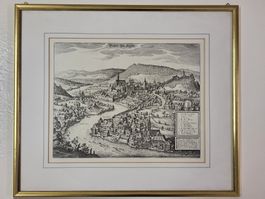 Kupferstich "Altstadt von Baden" in edlem Rahmen