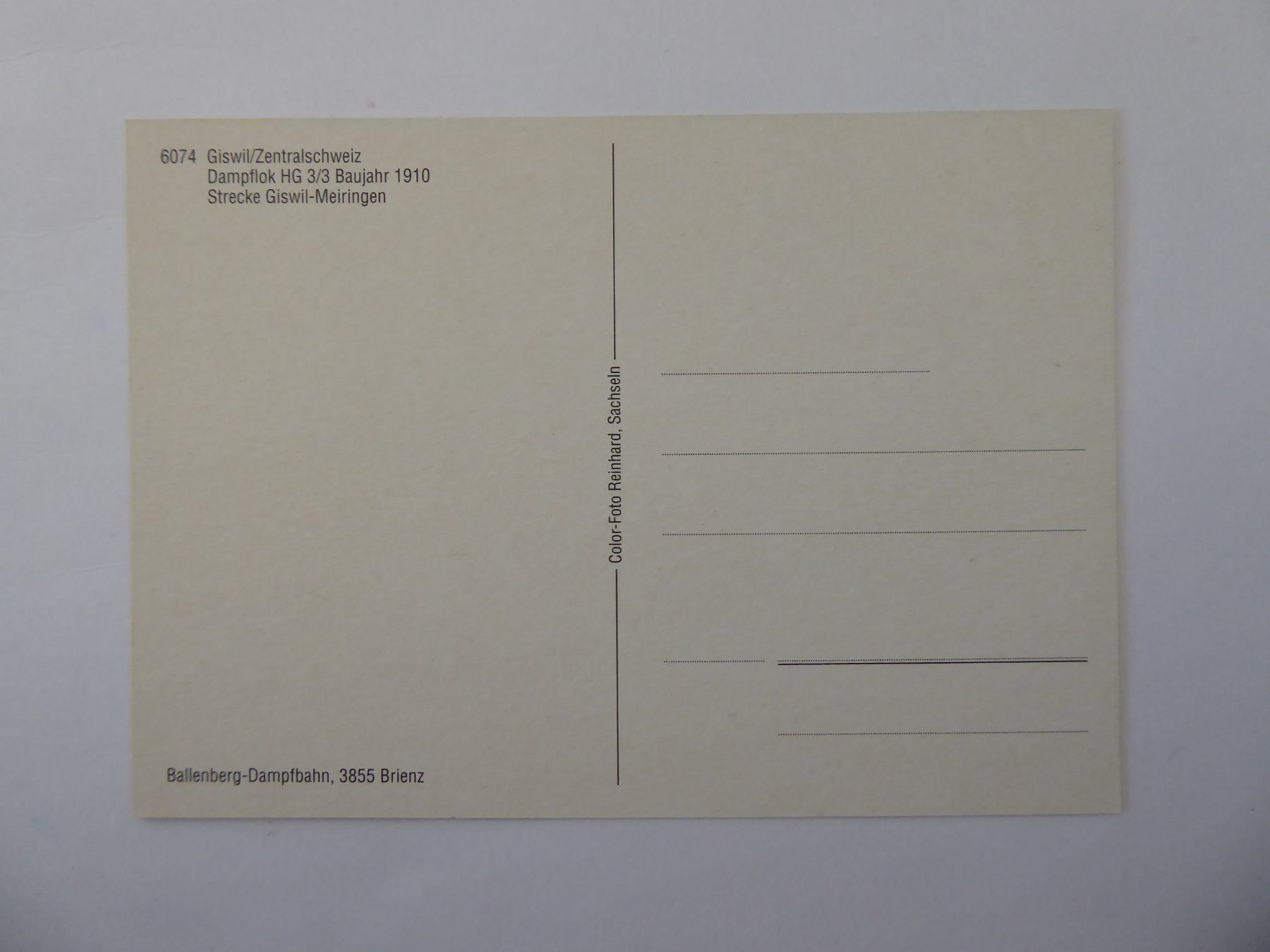 Cartoline postali: Postkarte Giswil Dampflok HG 3/3 – Nuovo (secondo la descrizione) da Turbenthal venduto da Panau 1