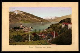 AK Spiez, Thunersee und Alpen