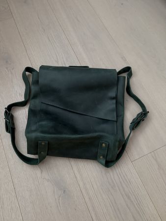 Grüne leder Rücksack - laptop