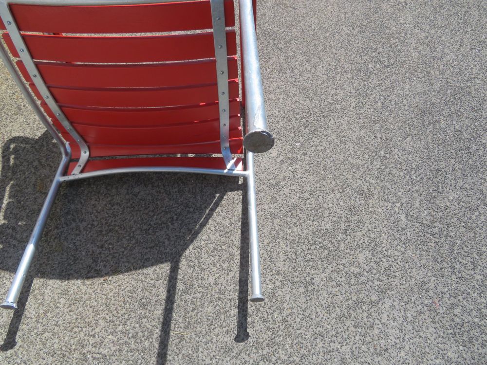 BIGLA, Roter Gartenstuhl, restauriert, verzinkt 7