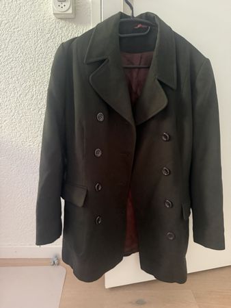 Damenmantel dunkelgrün Doppelreiher 100%Wolle