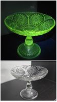 antike viktorianische Starburst Glasschale Uranglas