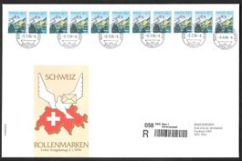 Gross-FDC 837R Rollermarke Elferstreifen ET Bern 3.1.1996