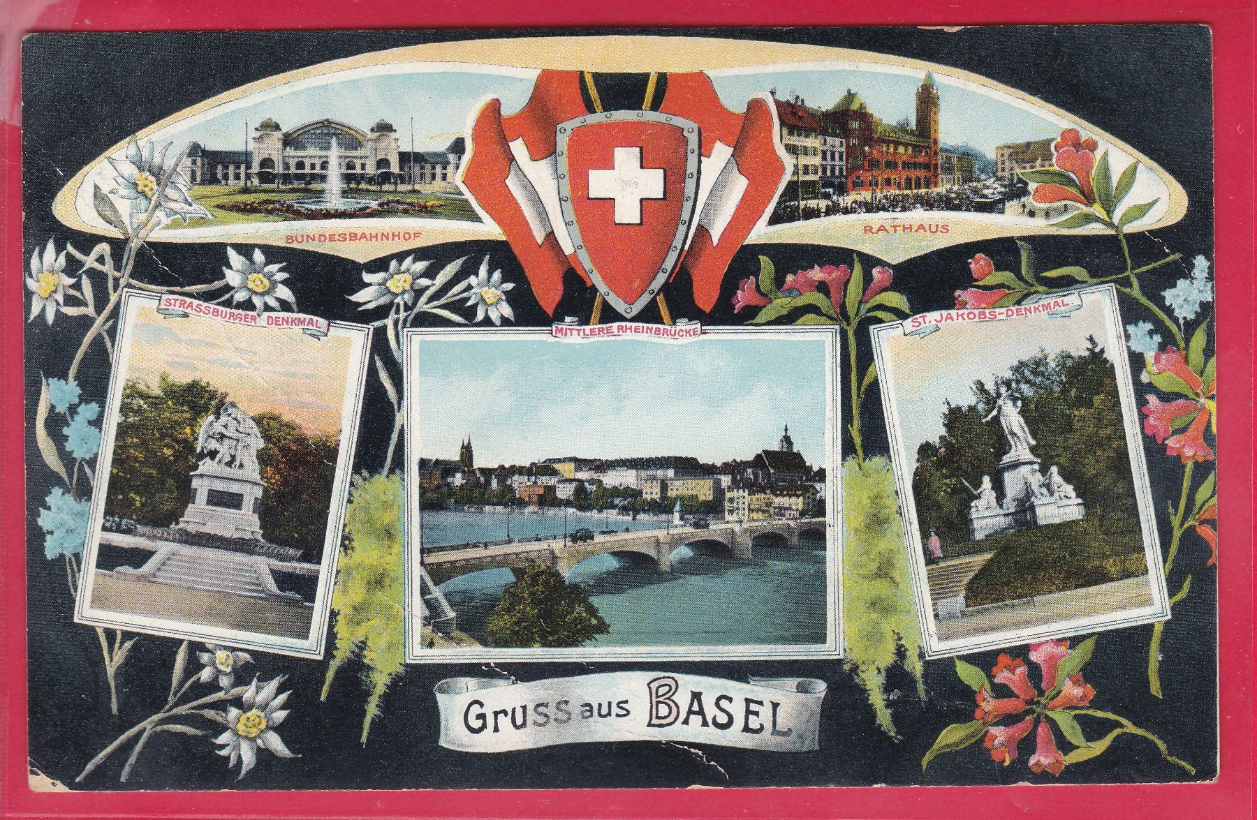 Cartoline postali: GRUSS AUS BASEL, 23.2.1910 – Usato da Oberrieden venduto da Gebirgsstelze