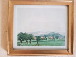 Aquarell Aussicht vom Haus Schiferliweg 12 Walter Weyermann