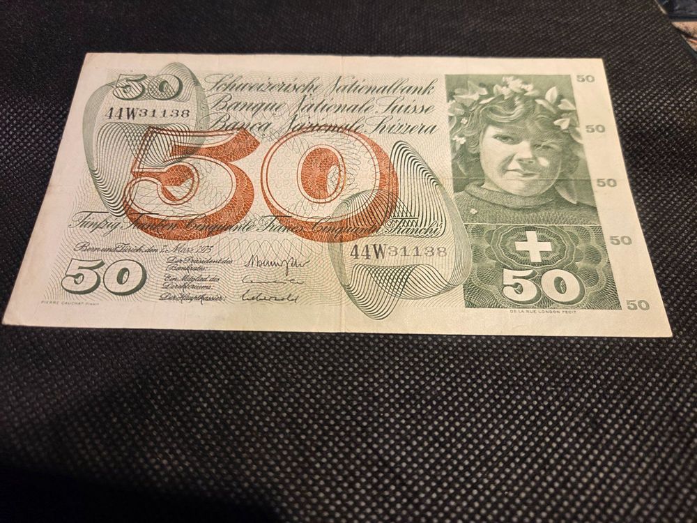 50 Fr. Note CH März 1973 (Gebraucht) in Boswil für CHF 15 – mit ...