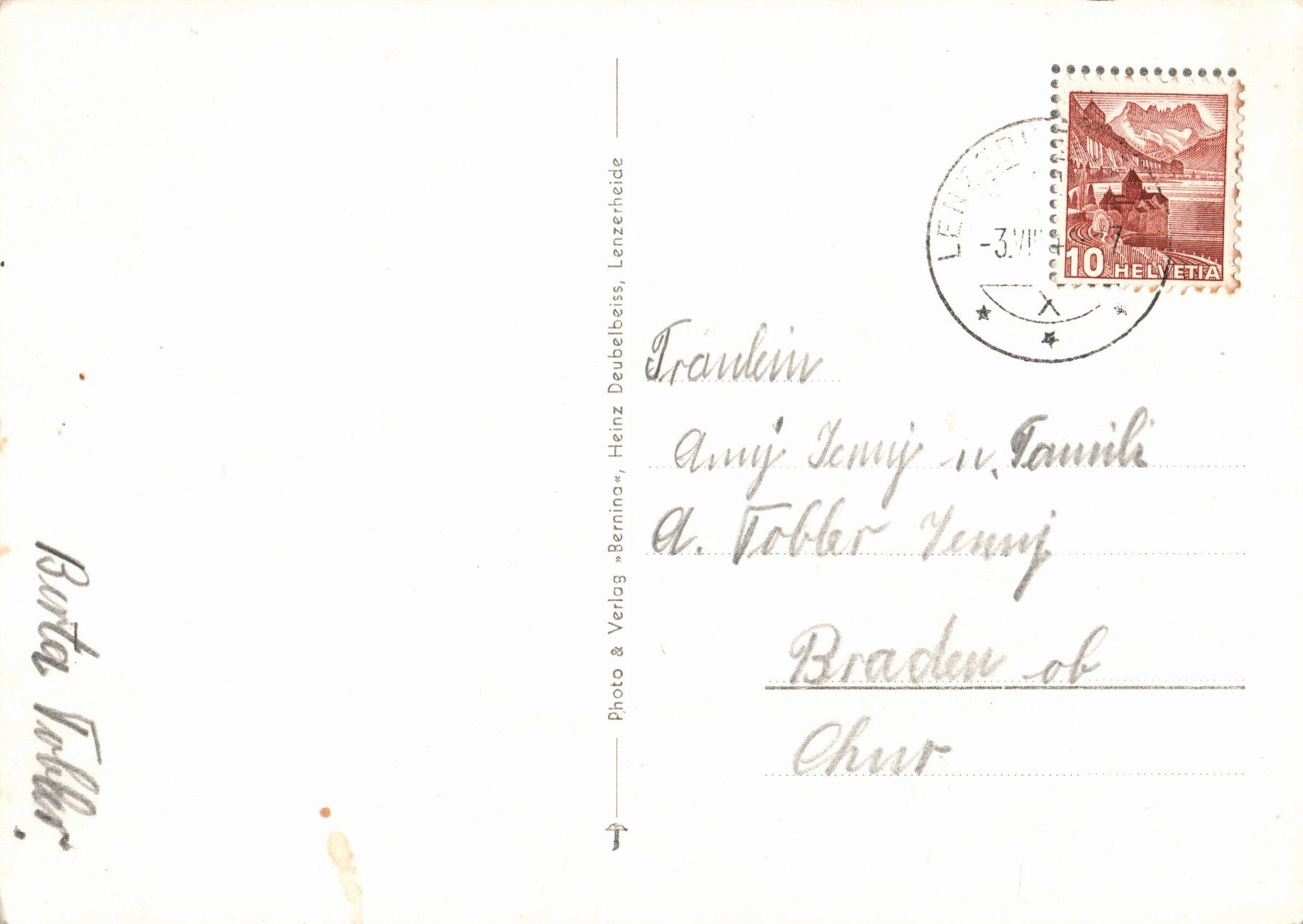 Cartoline postali: Originale alte AK von Lenzerheide, mit 10 Rp. Marke – Usato da Zürich venduto da axolottchen 1