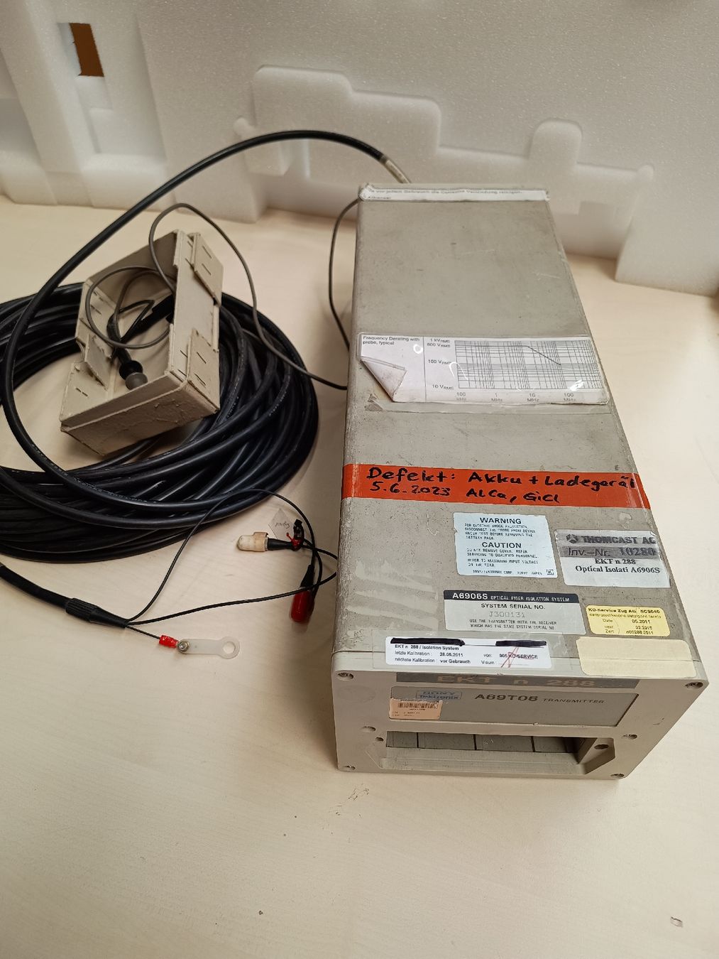 Stromzufuhr: Sony / Tektronix A69T06 Transmitter A6906S, defekt – Defekt aus Döttingen von Schlei