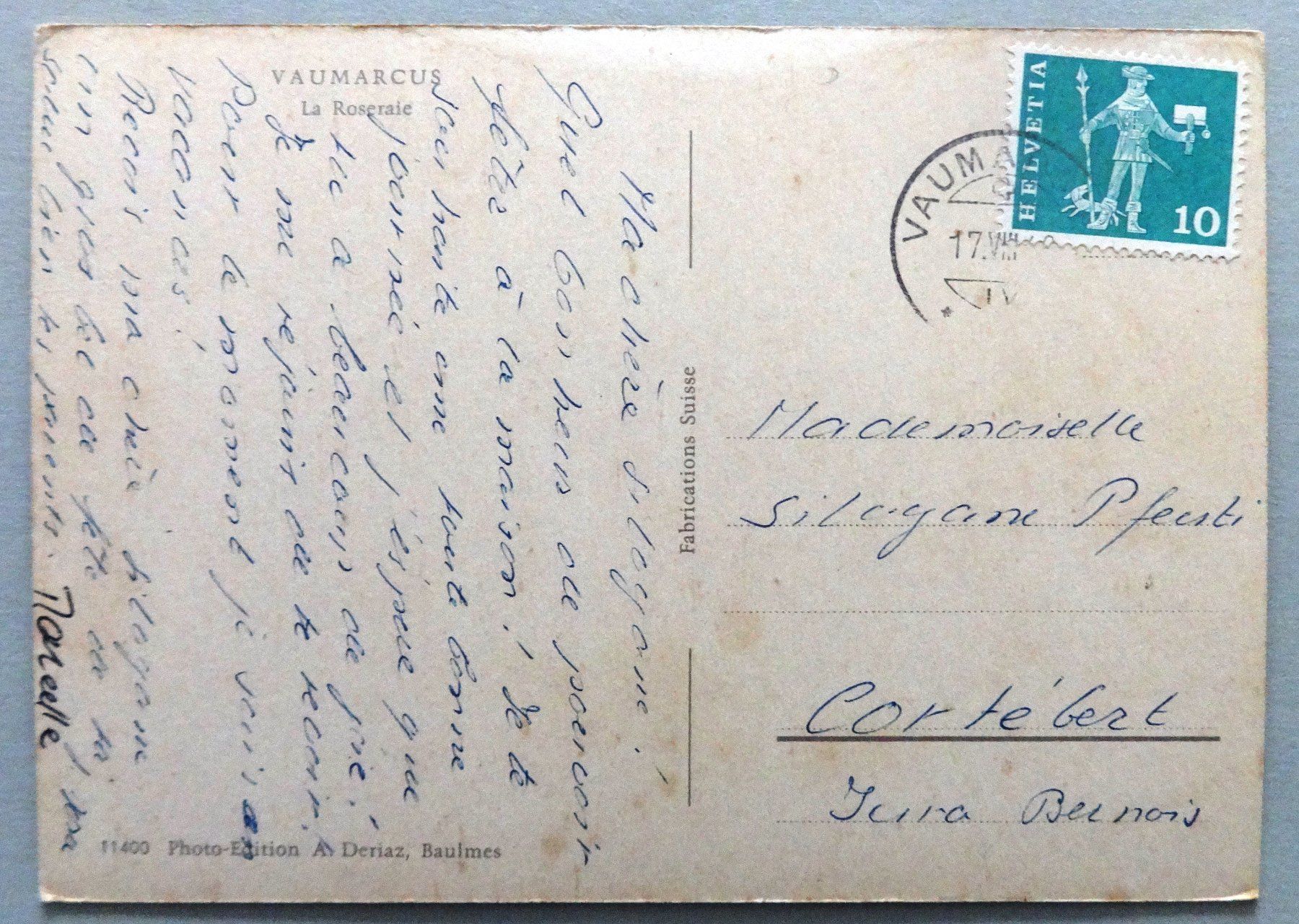 Cartoline postali: Vaumarcus - La Roseraie – Usato da Fétigny venduto da Billy2miny 1