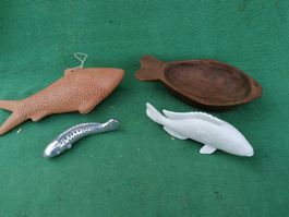 Deko Fische Set 4 Stk. Keramik Holz Metall Keramik ungebr...