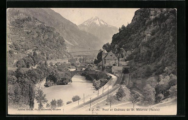 Cartoline postali: AK St. Maurice, Pont et Château – Usato da Berlin venduto da bartko-reher