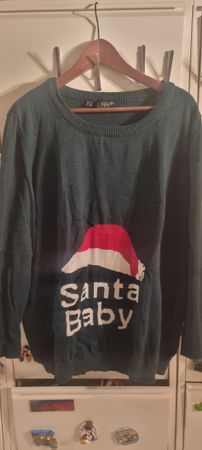 Umstandspulli Damen XL, Santa Baby Motiv, Grün Top Zustand