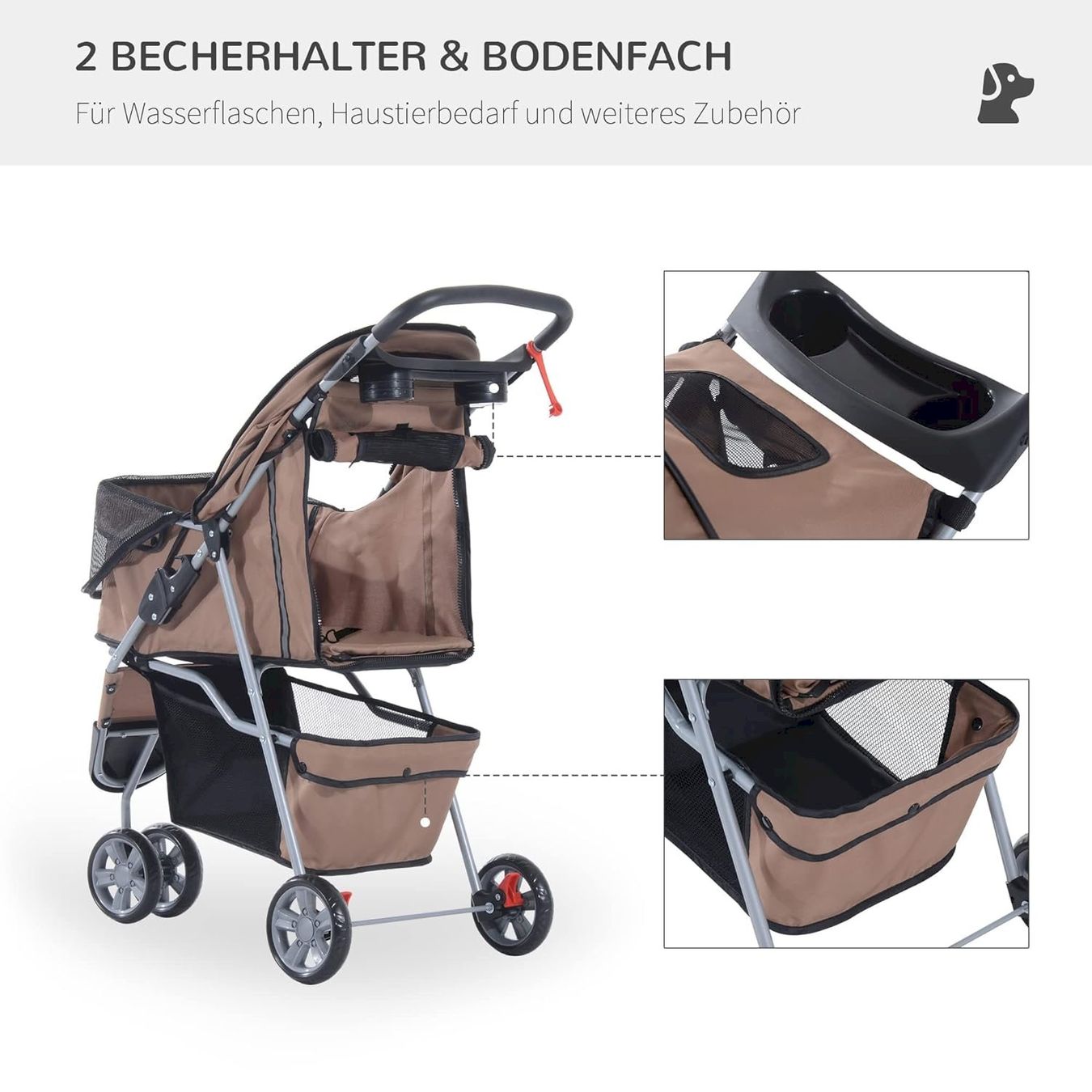Käfige, Transport & Sicherheit: PawHut Hundewagen Kaffeebraun – Neu und originalverpackt aus Bottighofen von zaap 5