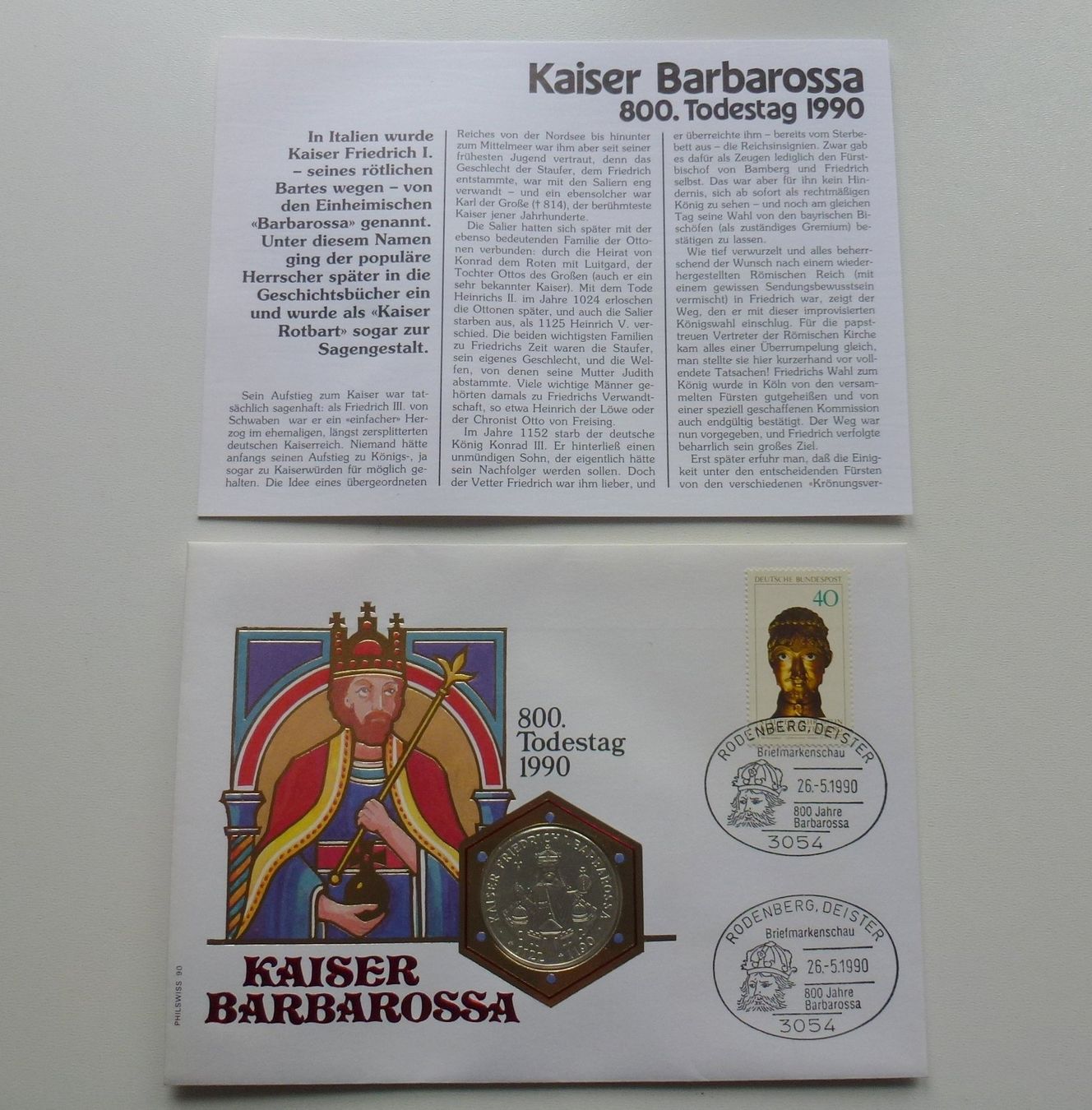 Toutes les monnaies: Silber Numisbrief - Kaiser Barbarossa 800. Todestag 1990 – D'occasion à Walkringen par Casablanca777 1