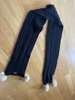 Schal Schicker Winter Schal, schwarz, mit Pelzbommel