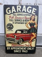 Blechschild Garage Retro Pinup