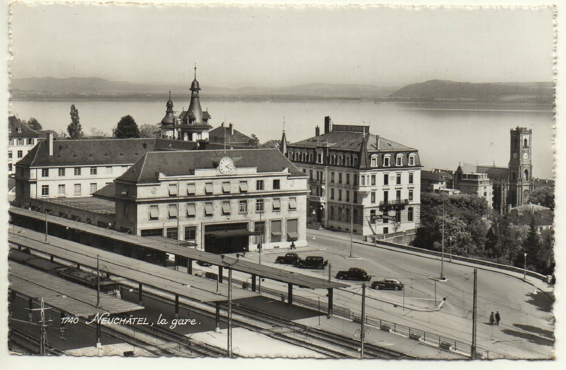 Ansichtskarten: NEUCHÂTEL Bahnhof mit Bahn, Auto – Gebraucht aus Jona von philajona