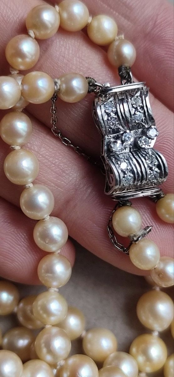 Catenine: Collier perles, or, platine, diamants – Usato da Granges-Paccot venduto da keopskephrem 2
