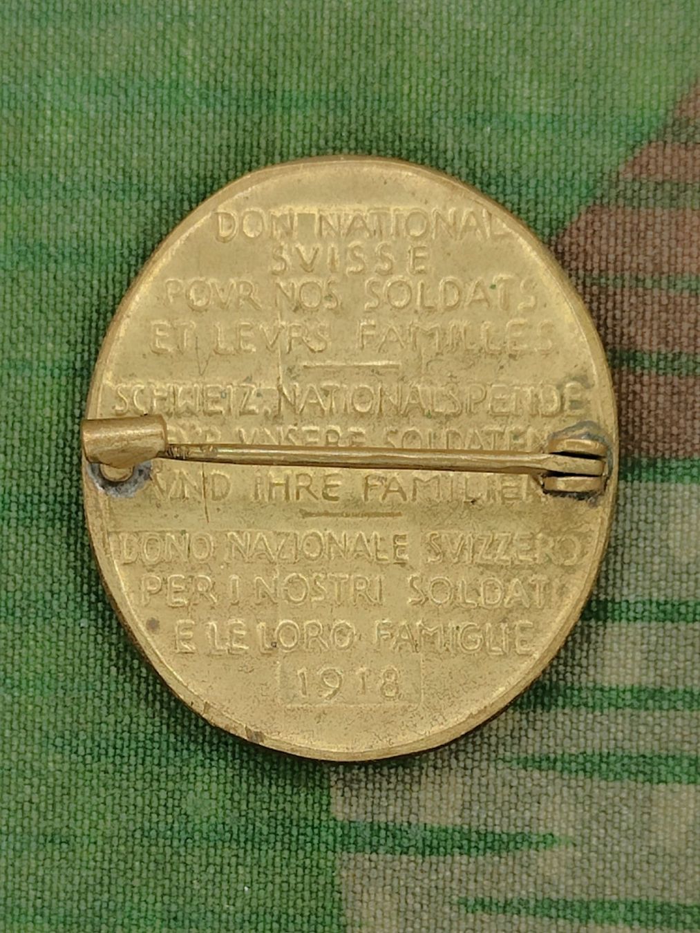Schweizer Armee Placchette & Badge: Abzeichen Nationalspende 1918 als Brosche – Usato da Bauma venduto da SwissMilitaria 1