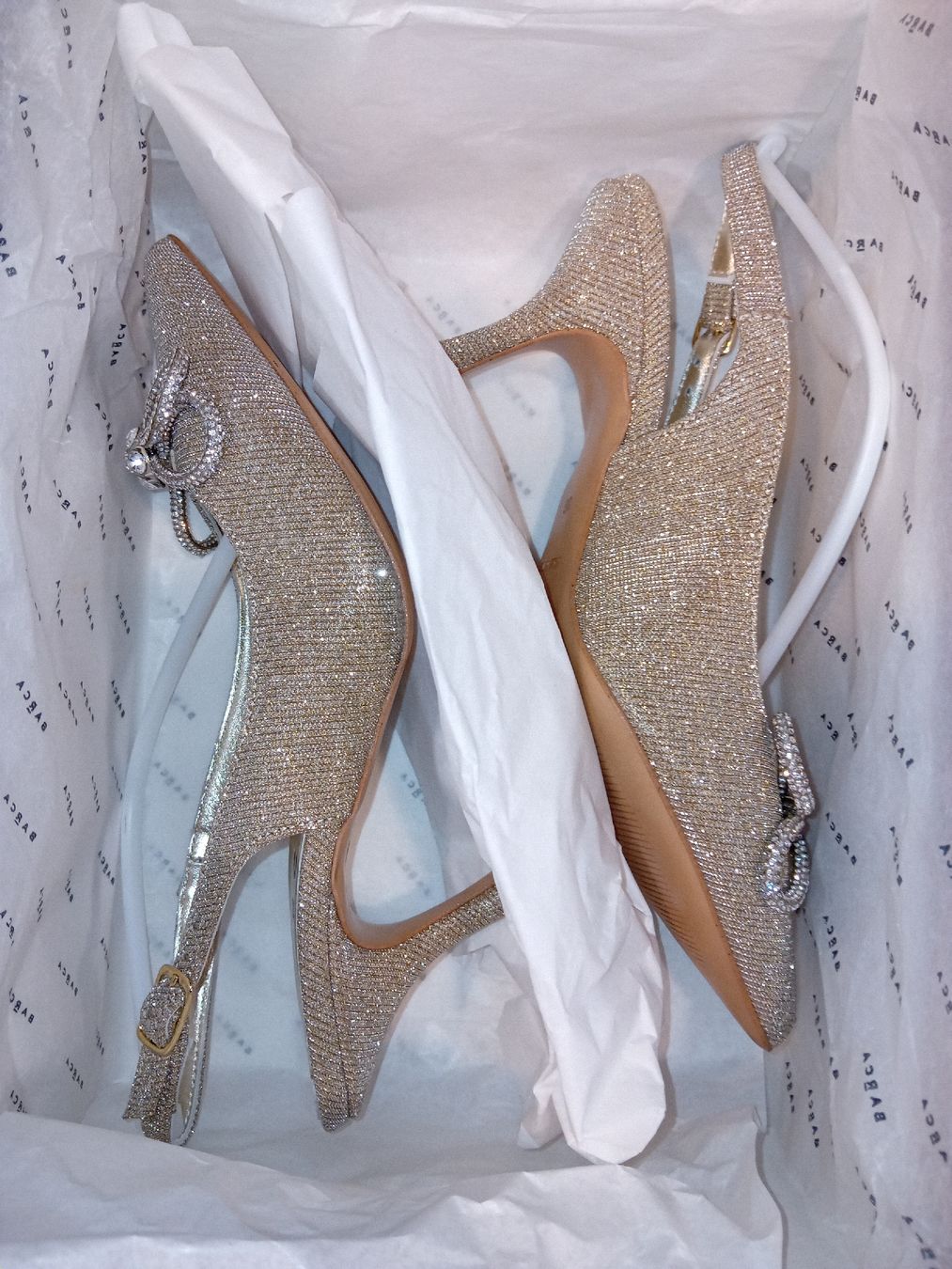 Damenschuhe: BARCA glitter oro con fiocco, tg 36 NUOVE – Neu und originalverpackt aus Biasca von Old_6blh 9