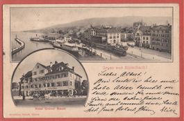 Rorschach Hotel Grüner Baum - Hafen Bahnhof 1917 gestempelt