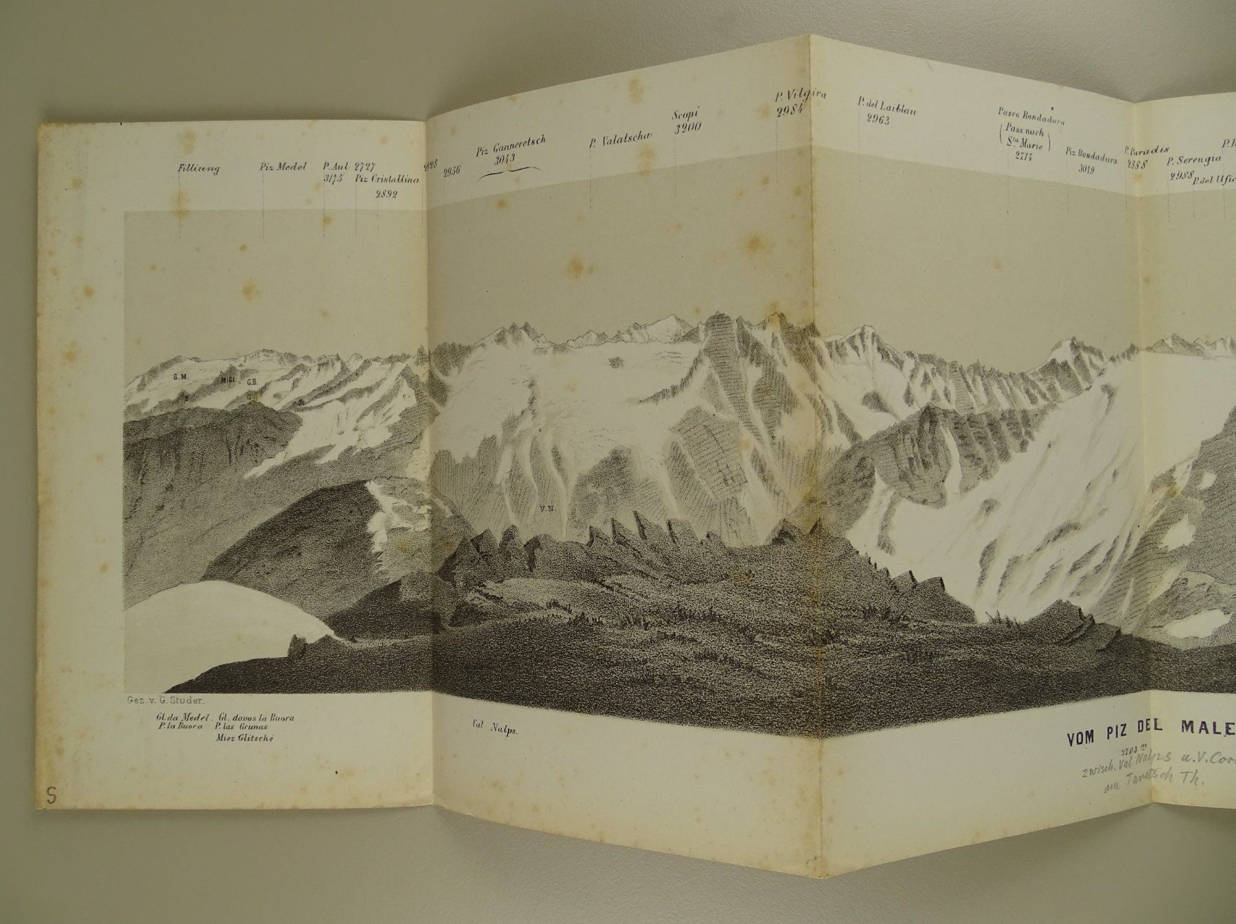 Stiche: VOM PIZ DEL MALER, PANORAMA 1872 – Gebraucht aus Grüningen von Kartensammler 1