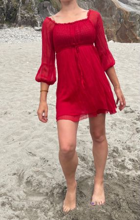 Rinascimento Dolce Vita sexy abito rosso- semitrasparente
