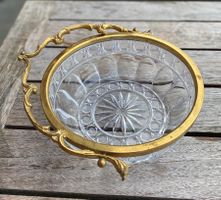 Kristallglasschale, Messing - Vintage