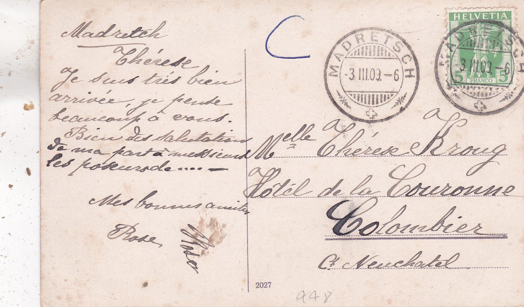 Cartoline postali: Biel Bienne 1909 – Usato da Herisau venduto da Lisegrat2008 1