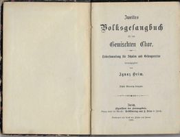Volksliederbuch für gemischten Chor, Ignaz Heim, Zürich 1890