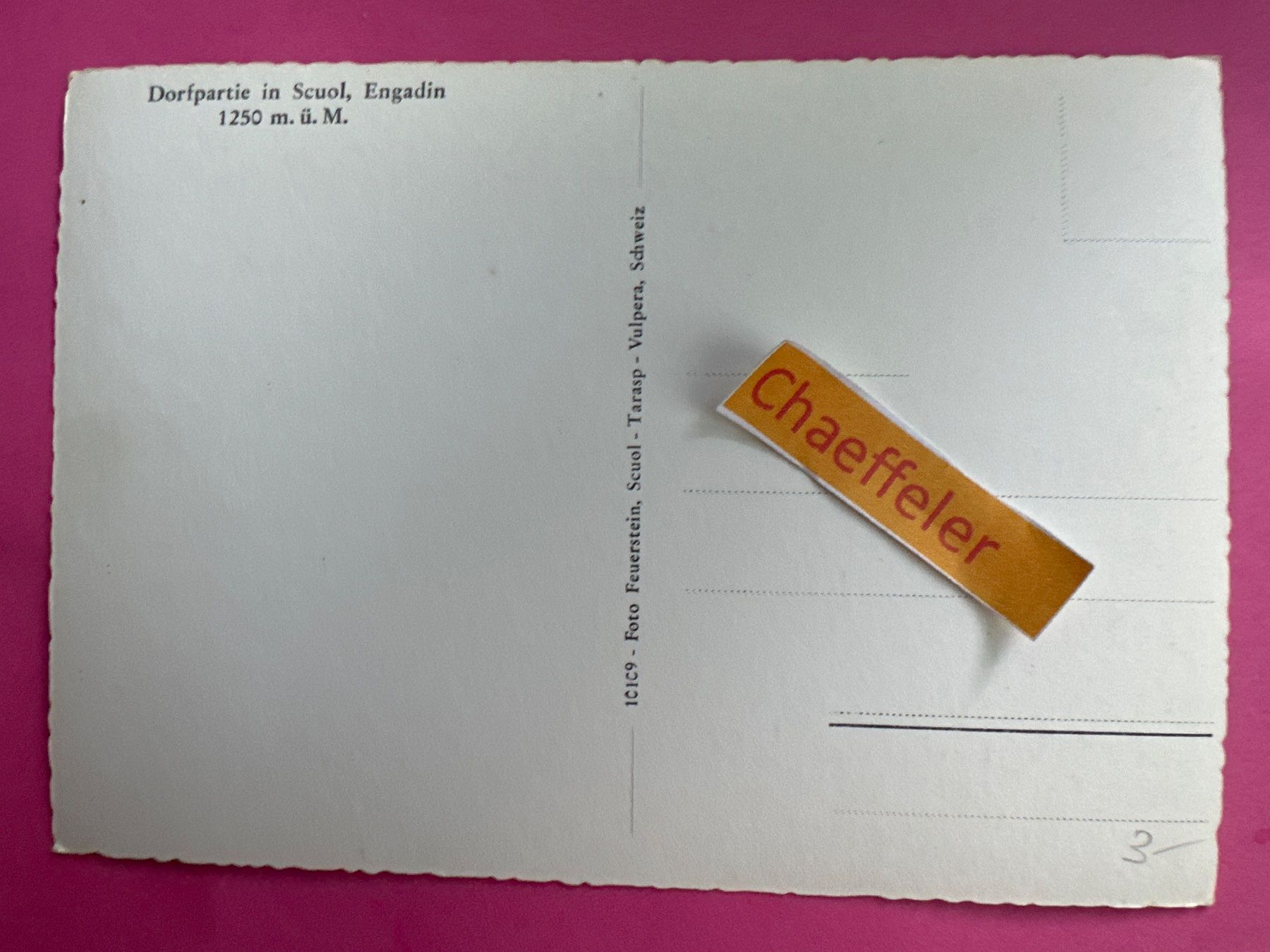 Cartoline postali: Dorfpartie in Scuol, Engadin – Usato da Zürich venduto da Chaeffeler 1
