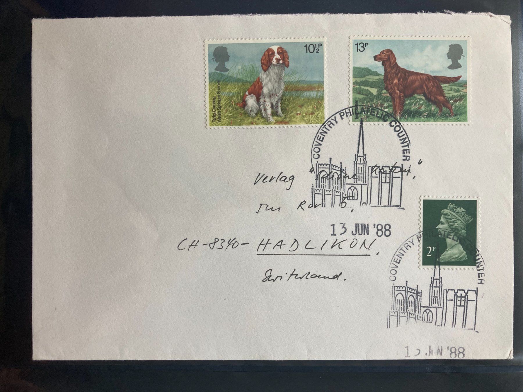 Tutti i francobolli: Großbritannien 1988 SSt Coventry Hunde – Usato da Liestal venduto da schnueps