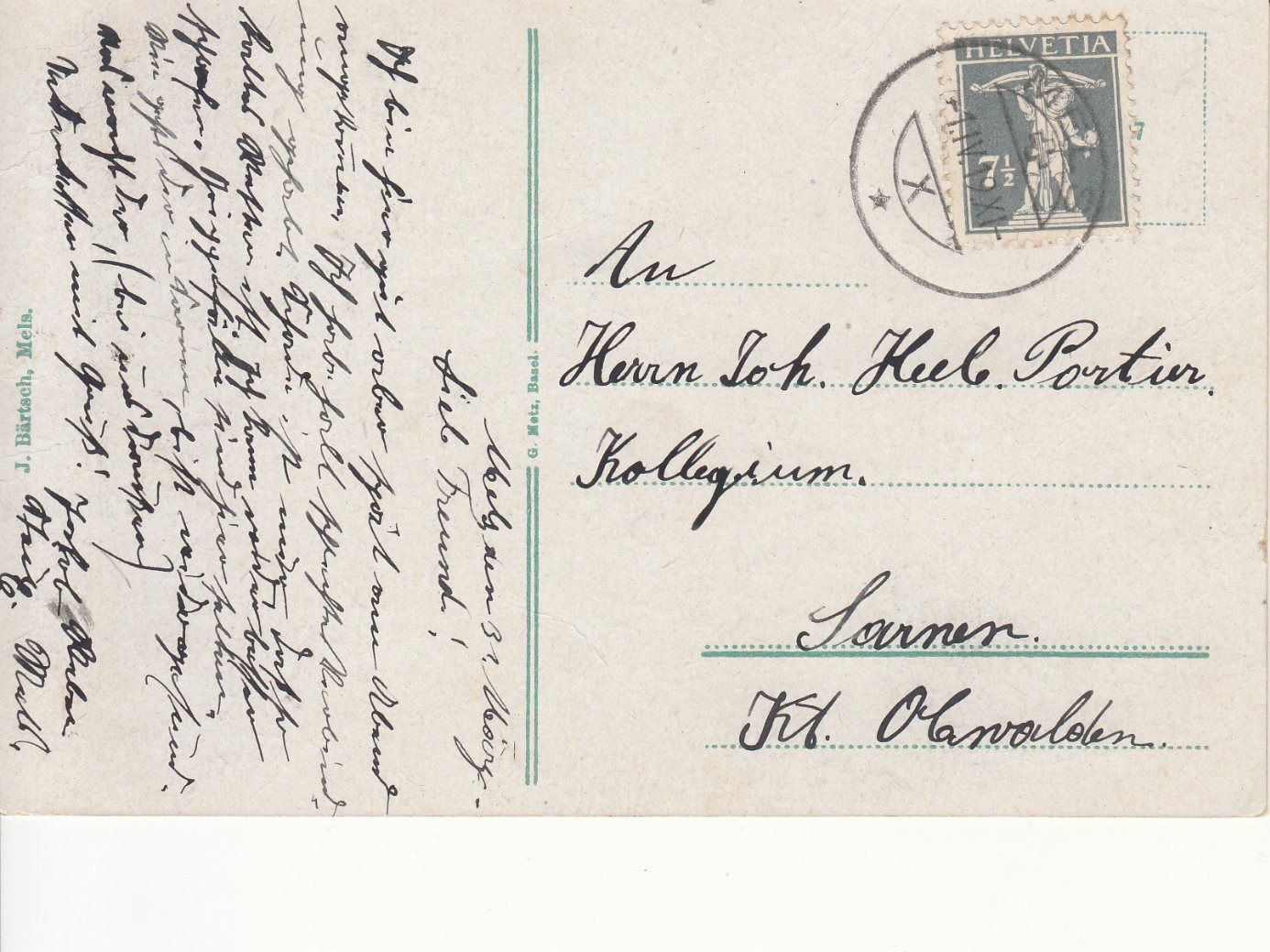 Cartoline postali: Mels 1919 – Usato da Bürglen TG venduto da StampGraf 1