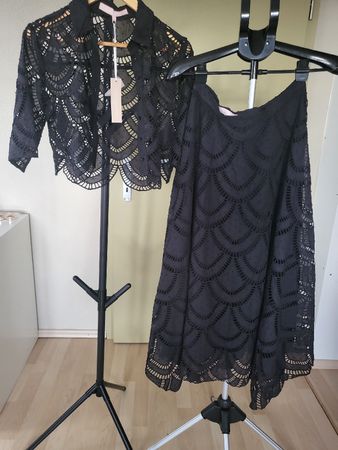 Valerie Khalfon, Black Lace Skirt and Blouse, Skirt Size 42