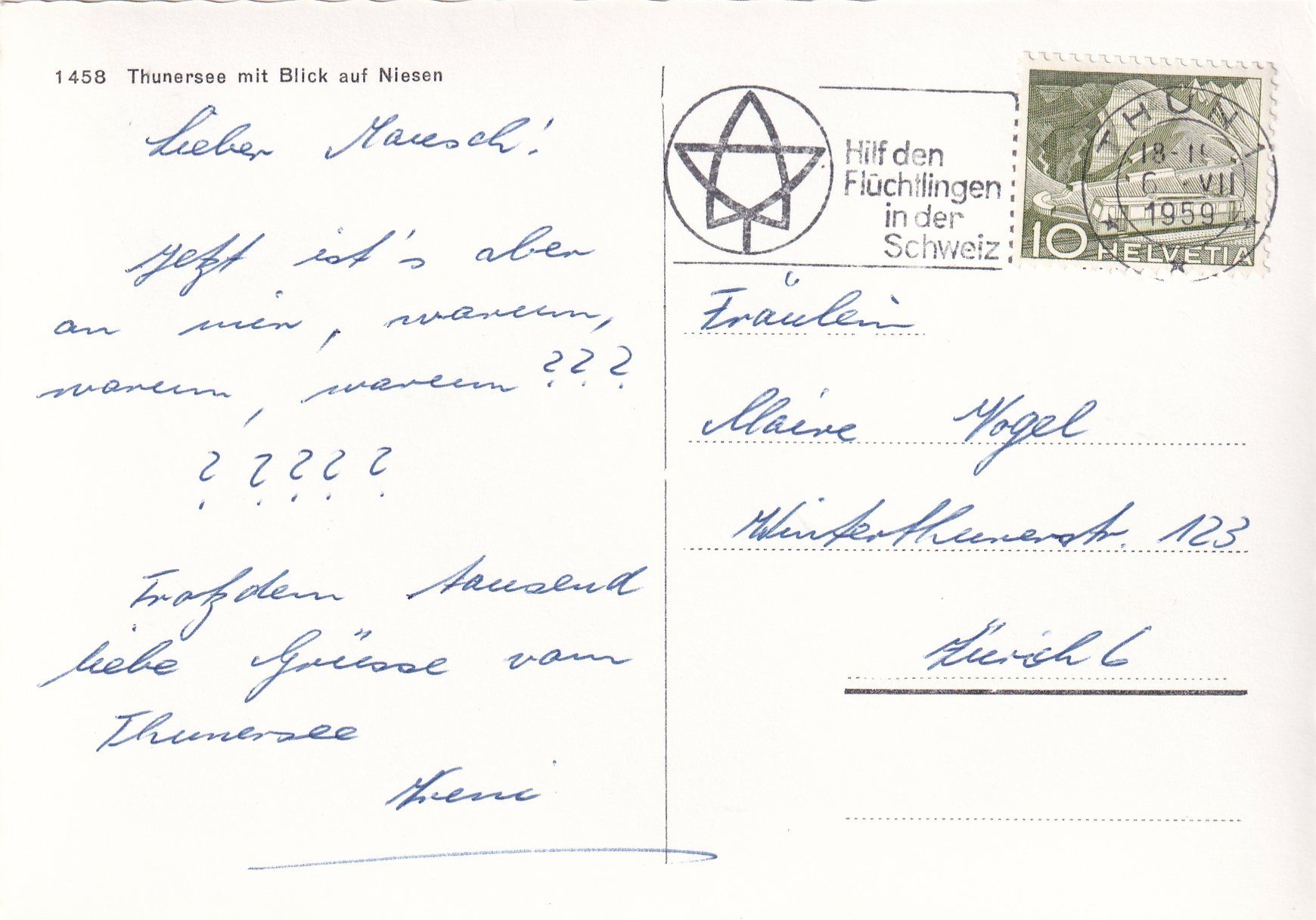 Cartoline postali: Thunersee mit Blick auf den Niesen /bc – Usato da Hombrechtikon venduto da Rudolf07 1