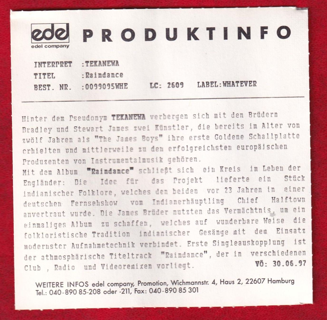 CD: Tekanewa - Raindance (CD-Single) – Usato da Zürich venduto da Pfluftl2000 3