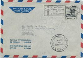 BIT 75 Flugpostbrief mit Absender-Stempel BIT nach USA