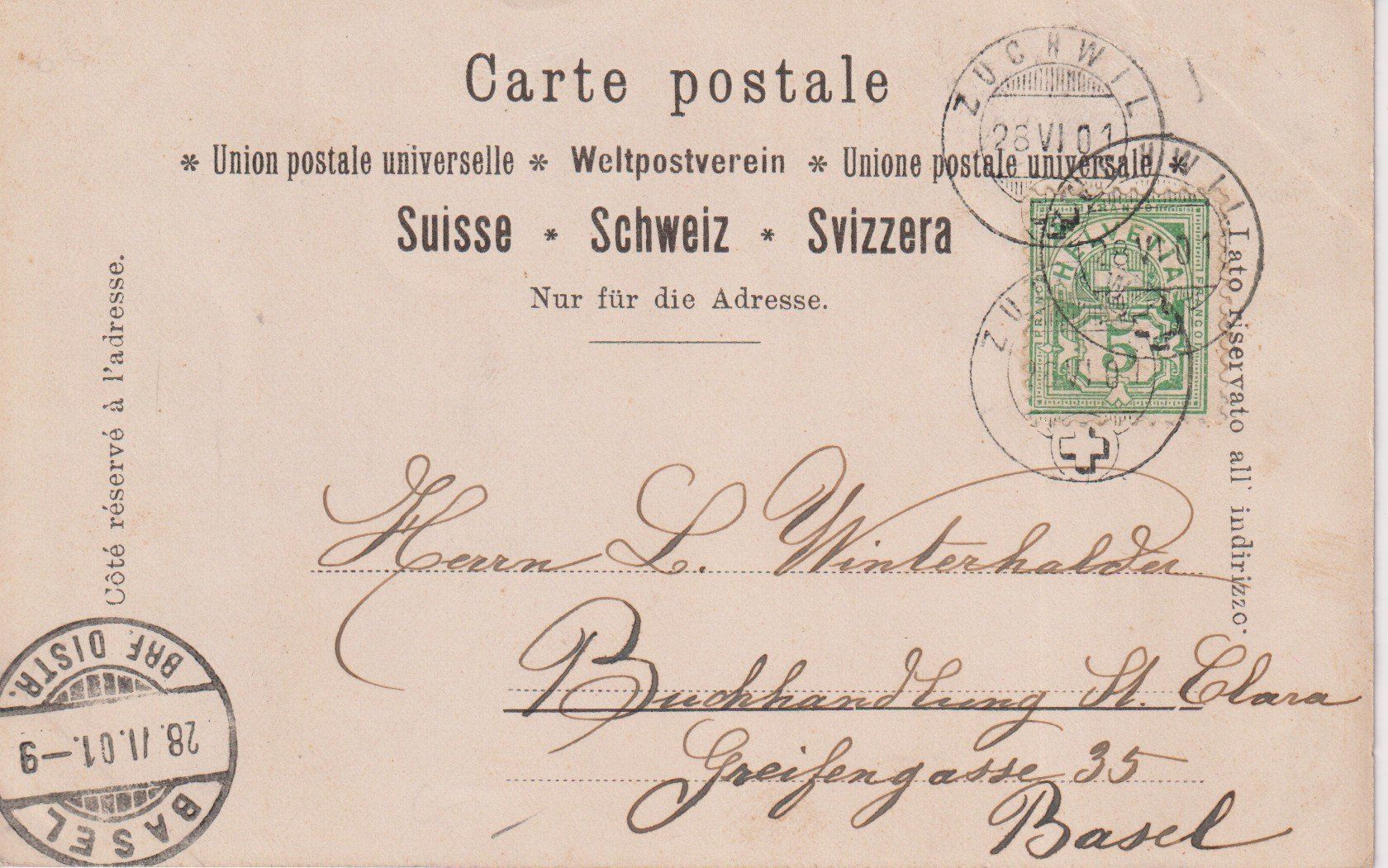 Cartoline postali: AK Litho Solothurn - 1901 – Usato da Riva San Vitale venduto da MAR-NAPO 1