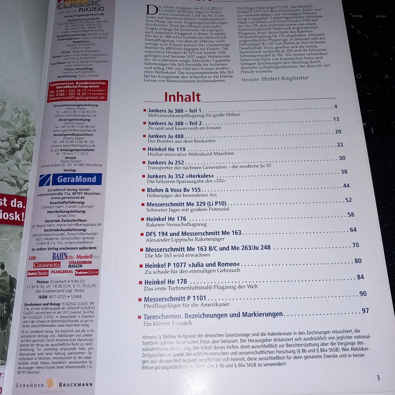 Riviste & Magazine: Zeitschrift FLUGZEUG Special 10, Luftfahrt, Oldtimer – Usato da rust venduto da gisele100 2