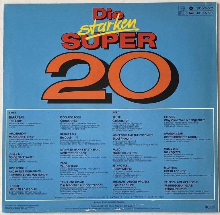 Dischi in vinile: Die Starken Super 20, Amanda Lear, Billy Idol, Blondie... – Usato da Flums venduto da Empe1 1