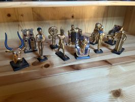 Ägypten Figuren Set Metall goldfarben blau 10 Teile
