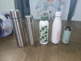 Thermosflaschen und Trinkflaschen 5-teilig Edelstahl